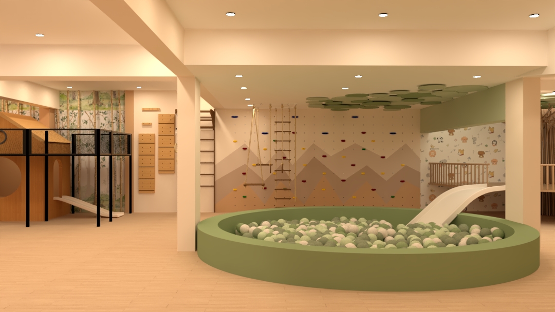 Active climbing equipment inside Little Bears Playwood